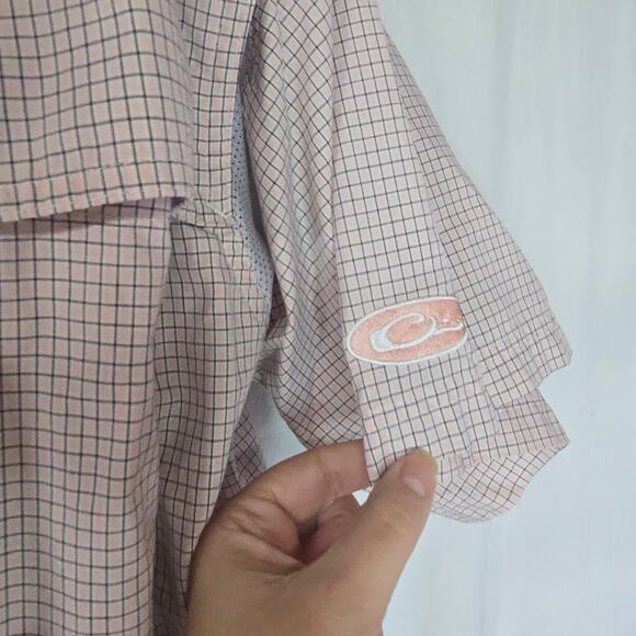 Drake Waterfowl Systems Fishing Shirt Button Down Short Sleeve Pink Plaid XL - Picture 6 of 7